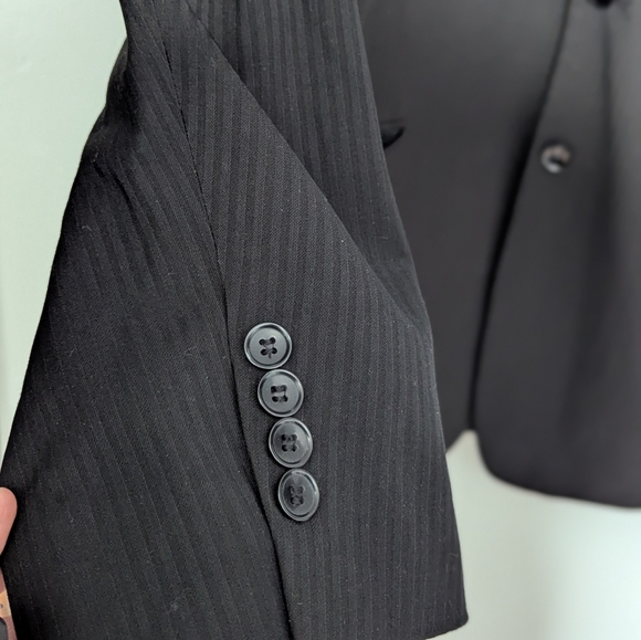 Lanfranco Classic Black Men's Pinstripe Suit Jacket Formal Refined Sleek - Picture 5 of 15